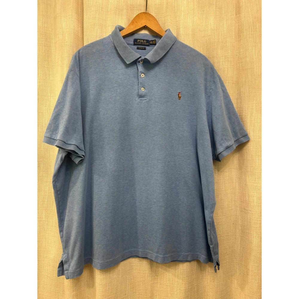 Polo Ralph Lauren Mens XXL Pima Soft Touch Polo Shirt Blue Color Pony Classic